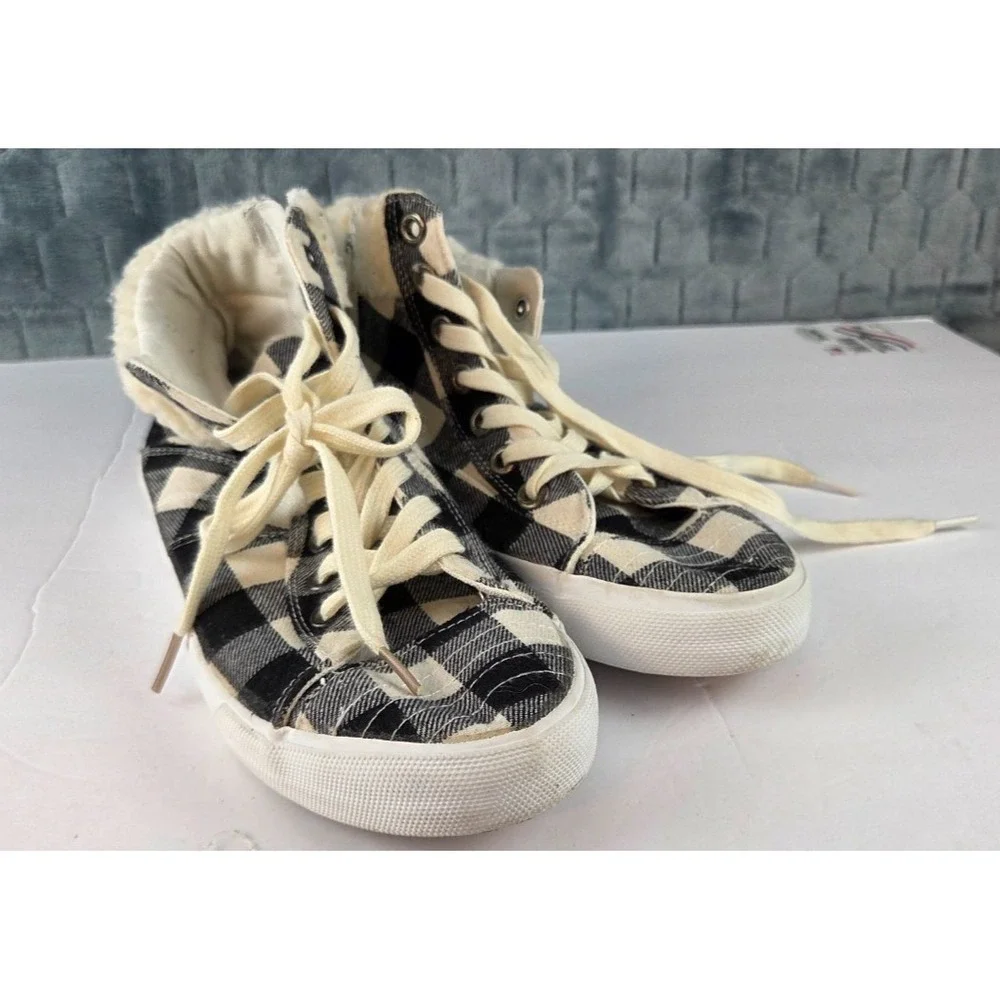 Tommy Bahama High Top‎ Sneakers Black Buffalo Plaid Shoes Size 7.5